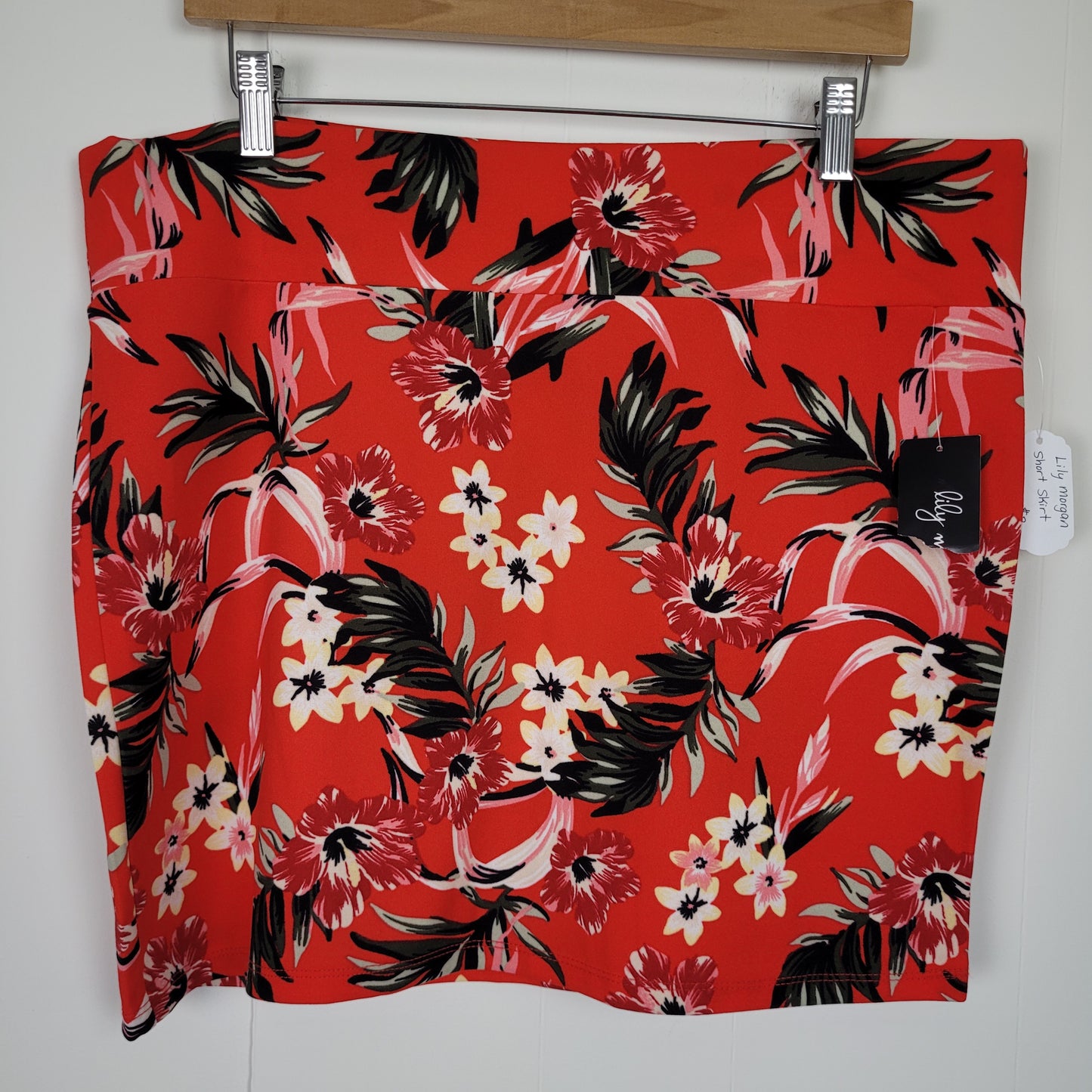 Red Tropical Floral Mini Skirt - Lily Morgan (XL)