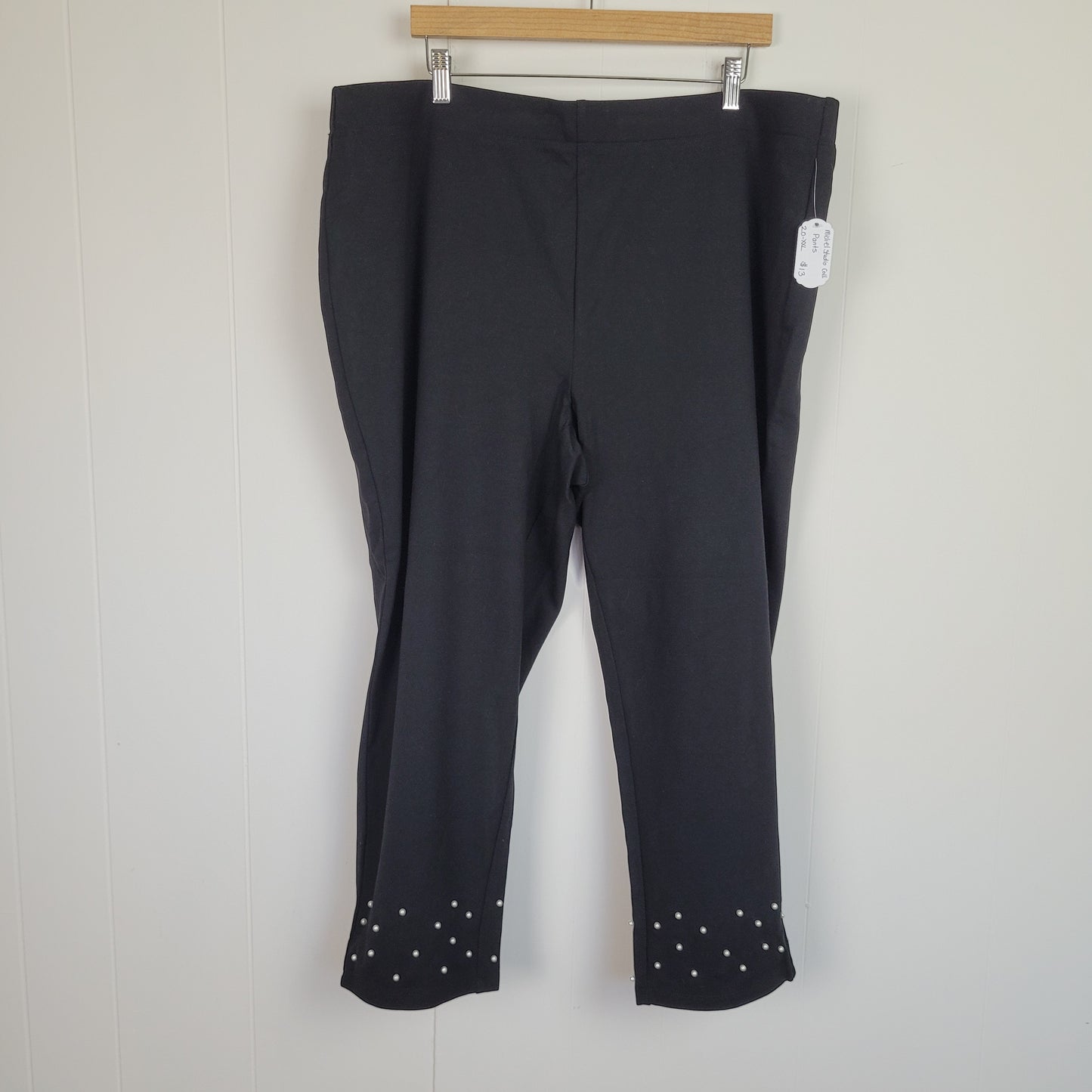 Black Pearl Embellished Capris - Michel Studio Collection (Size 20 XXL)