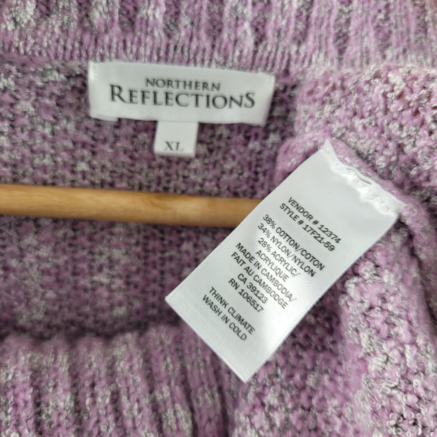 Lavender Knit Cowl Neck Sweater - Northern Reflections (XL)