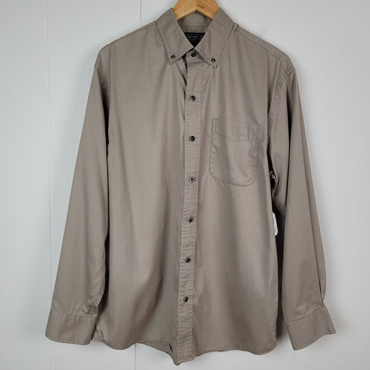 Brown Long Sleeve Button-Up Shirt - Denver Hayes (M-Mens)