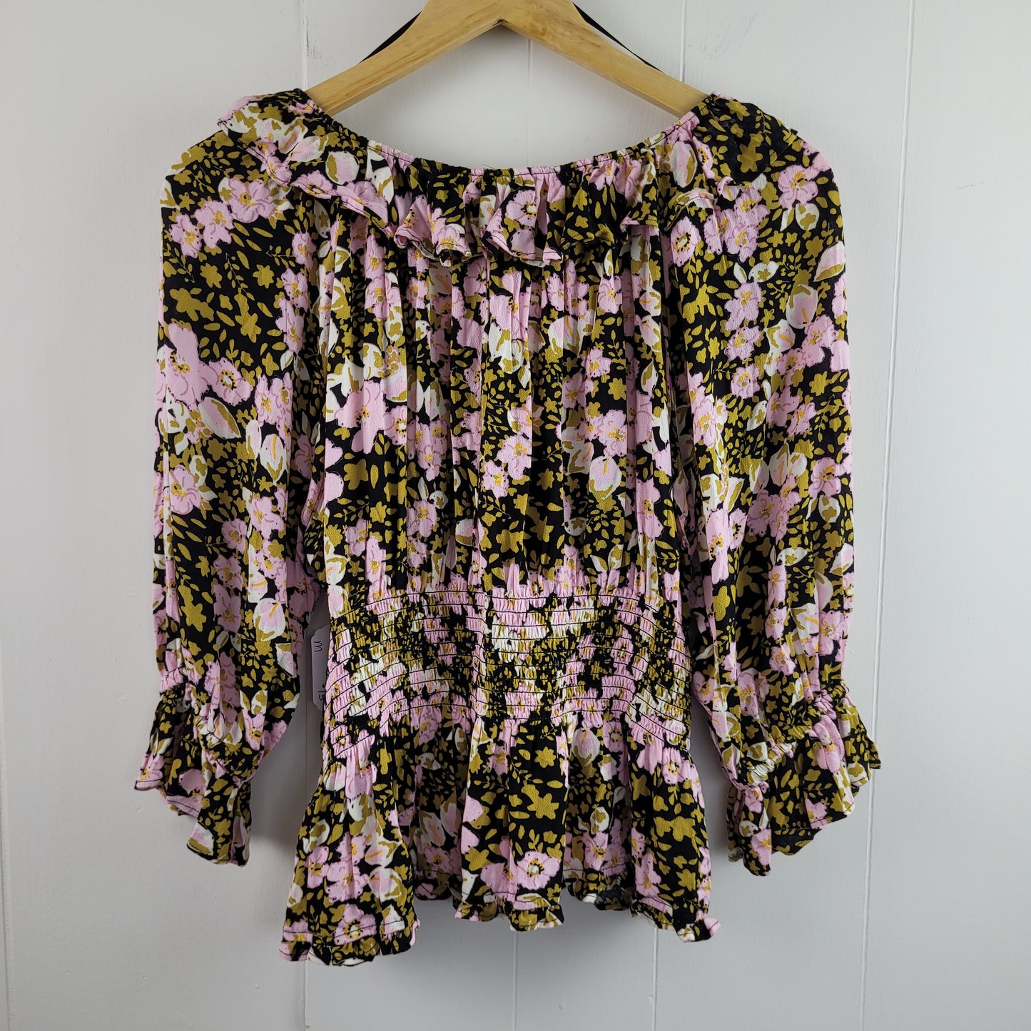 Pink & Olive Floral Blouse- Free People (Medium)