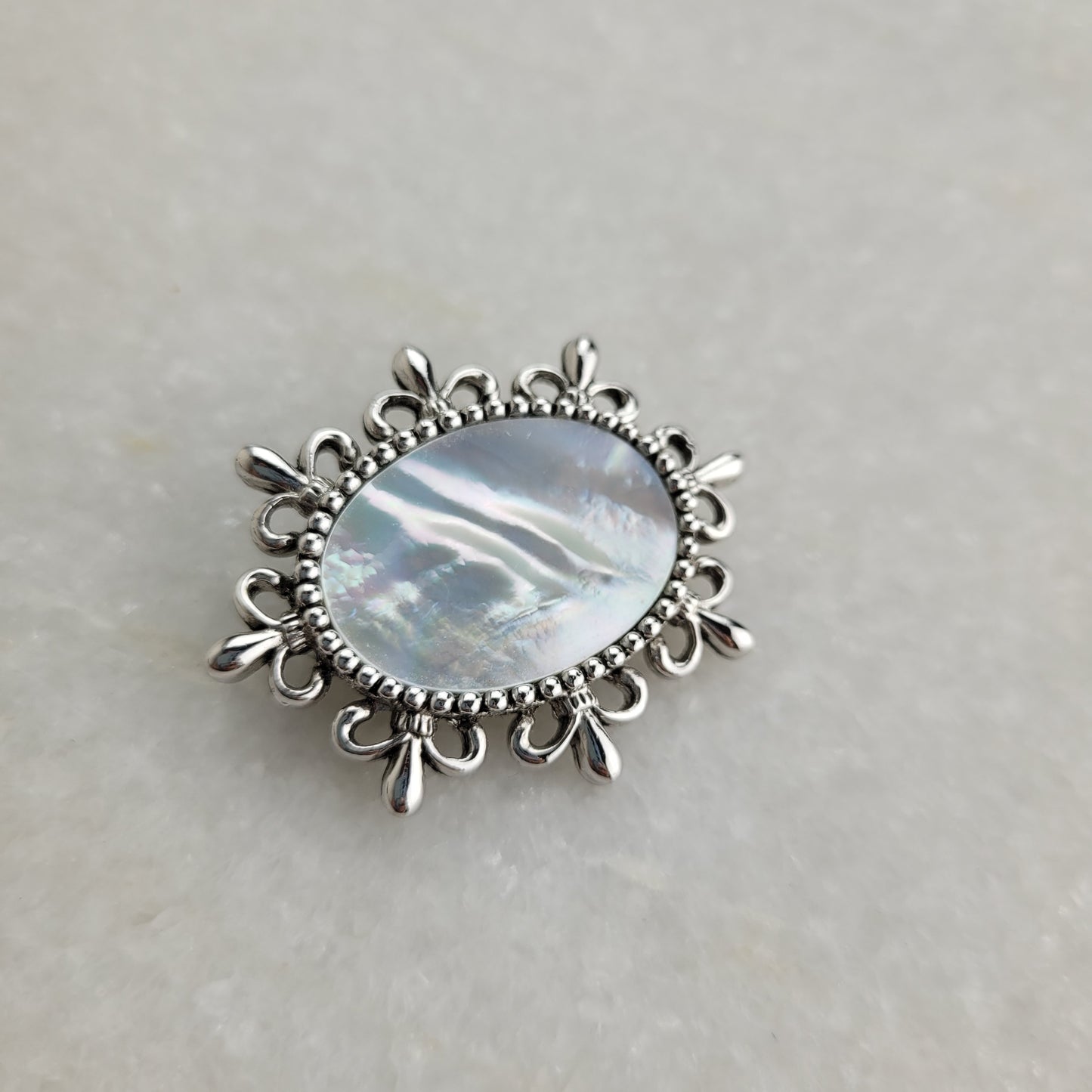 Vintage Sarah Coventry Mother of Pearl Oval Brooch