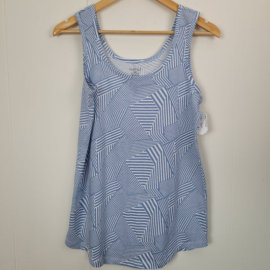 Blue & White Geometric Tank Top - mySTYLE (Small)