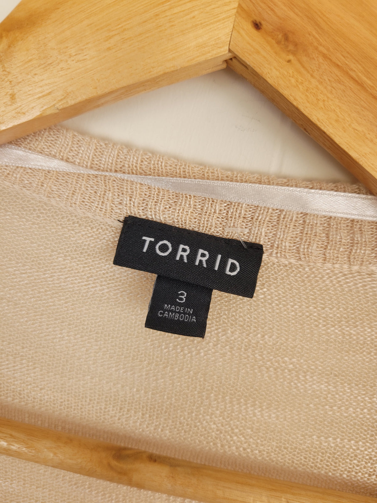 Torrid Size 3 (3X) Beige Open Front Lightweight Cardigan
