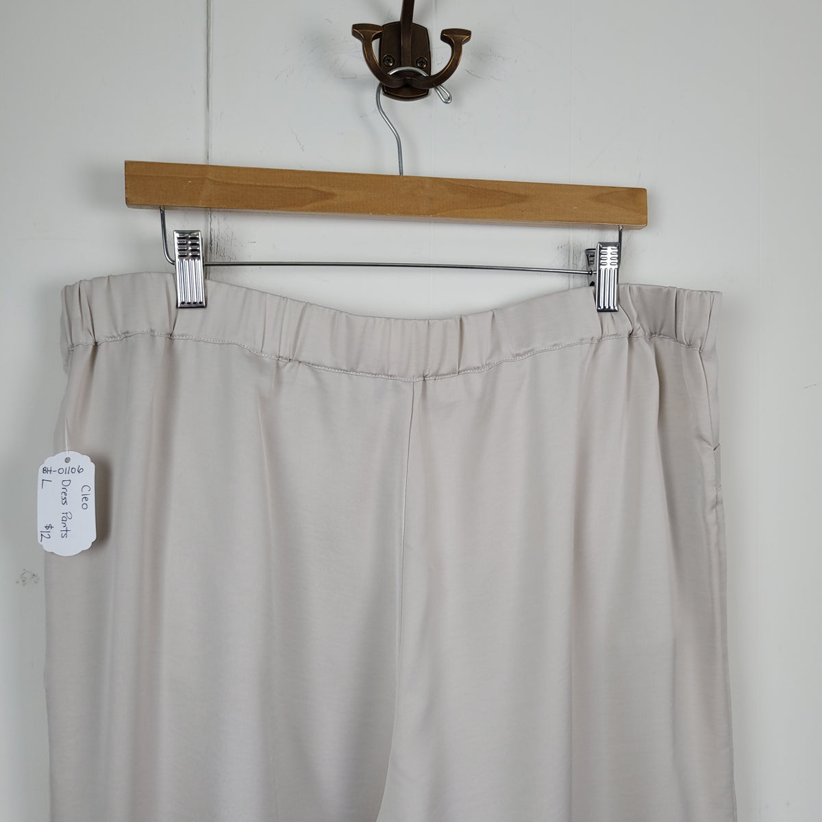 Cream Satin Wide Leg Dress Pants - Cleo (L)