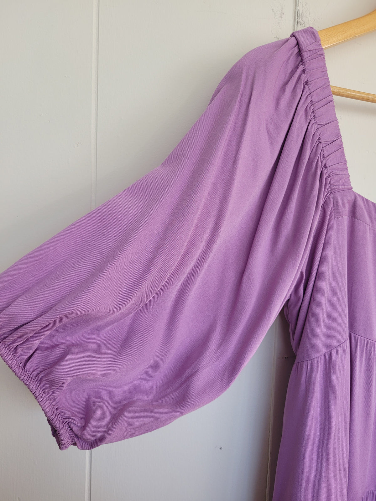 Shinestar Medium Purple Square Neck Tiered Mini Dress
