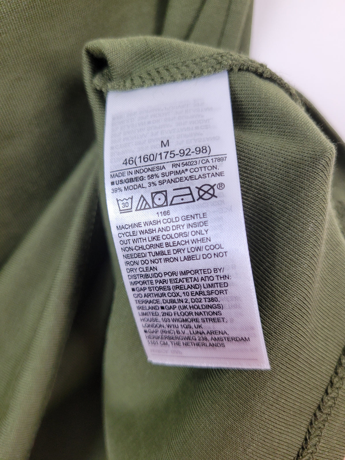 GAP Medium Olive Green One-Shoulder Long Sleeve Top