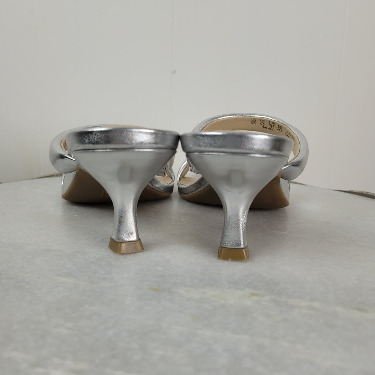 Silver Metallic Heeled Sandals - LifeStride (Size 8)