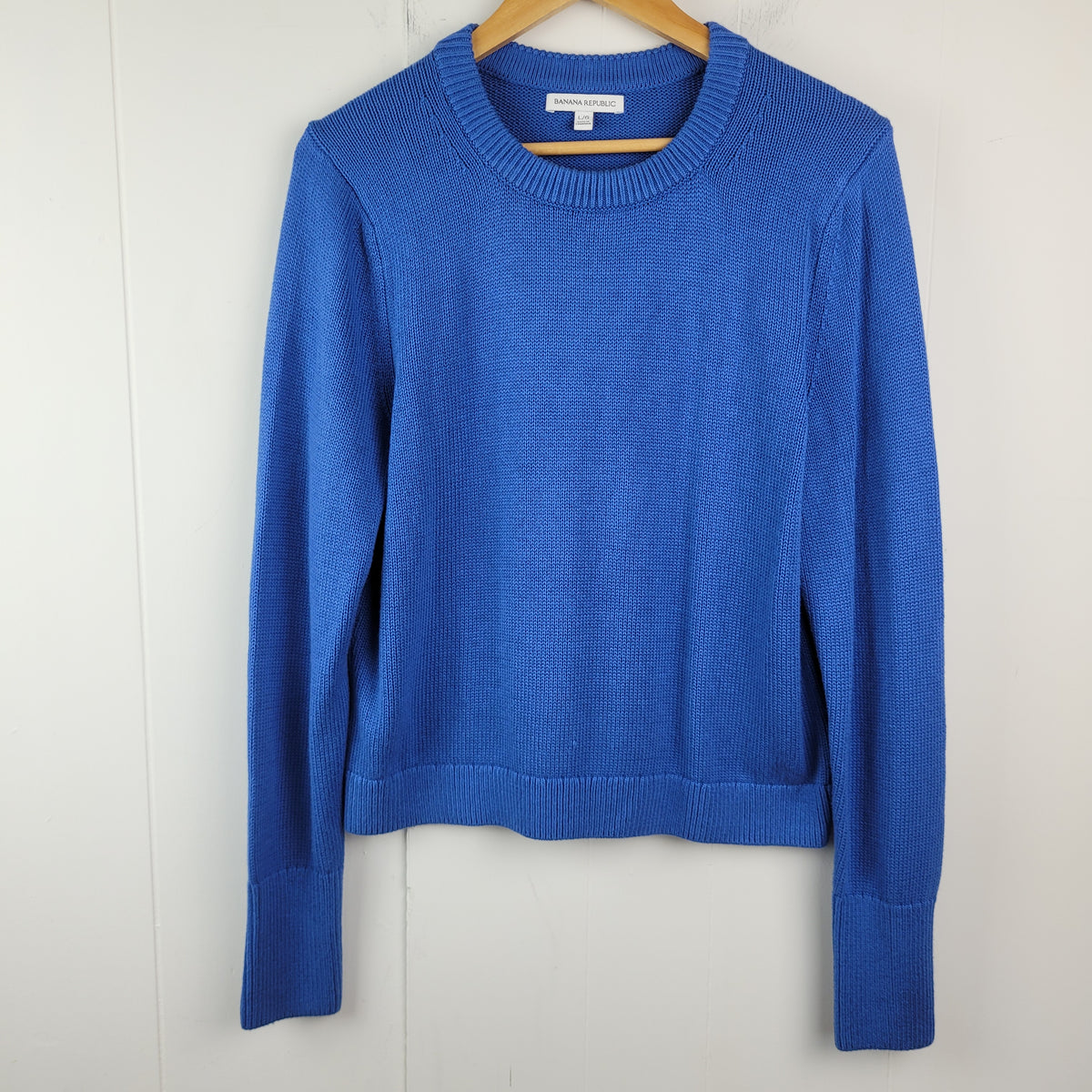 Blue Cotton Silk Crewneck Sweater - Banana Republic (Size L)