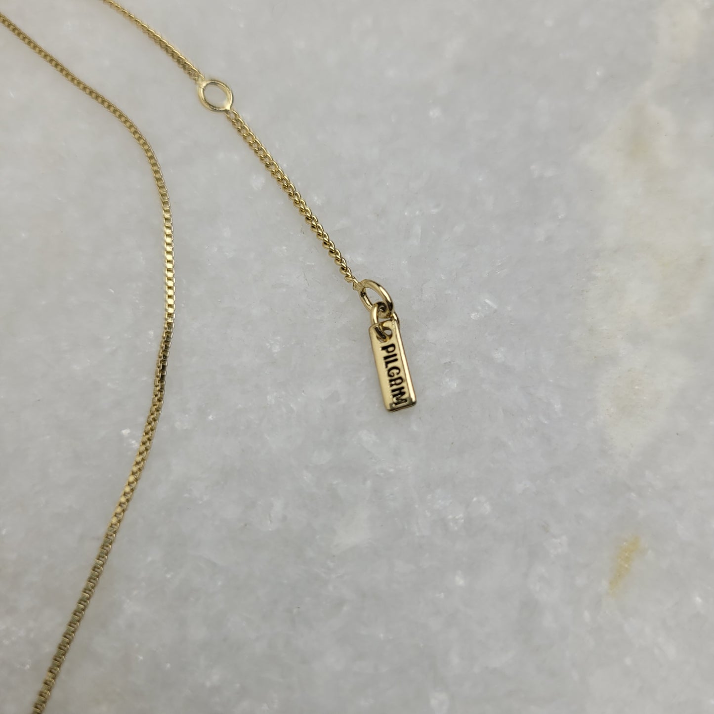 Pilgrim Gold Tone Textured Rectangle Pendant Necklace