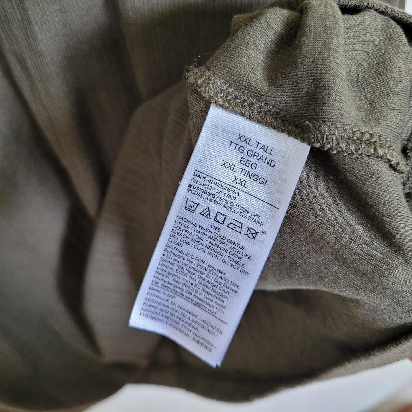 Olive Green Ribbed Long Sleeve Top - Gap (XXL Tall)