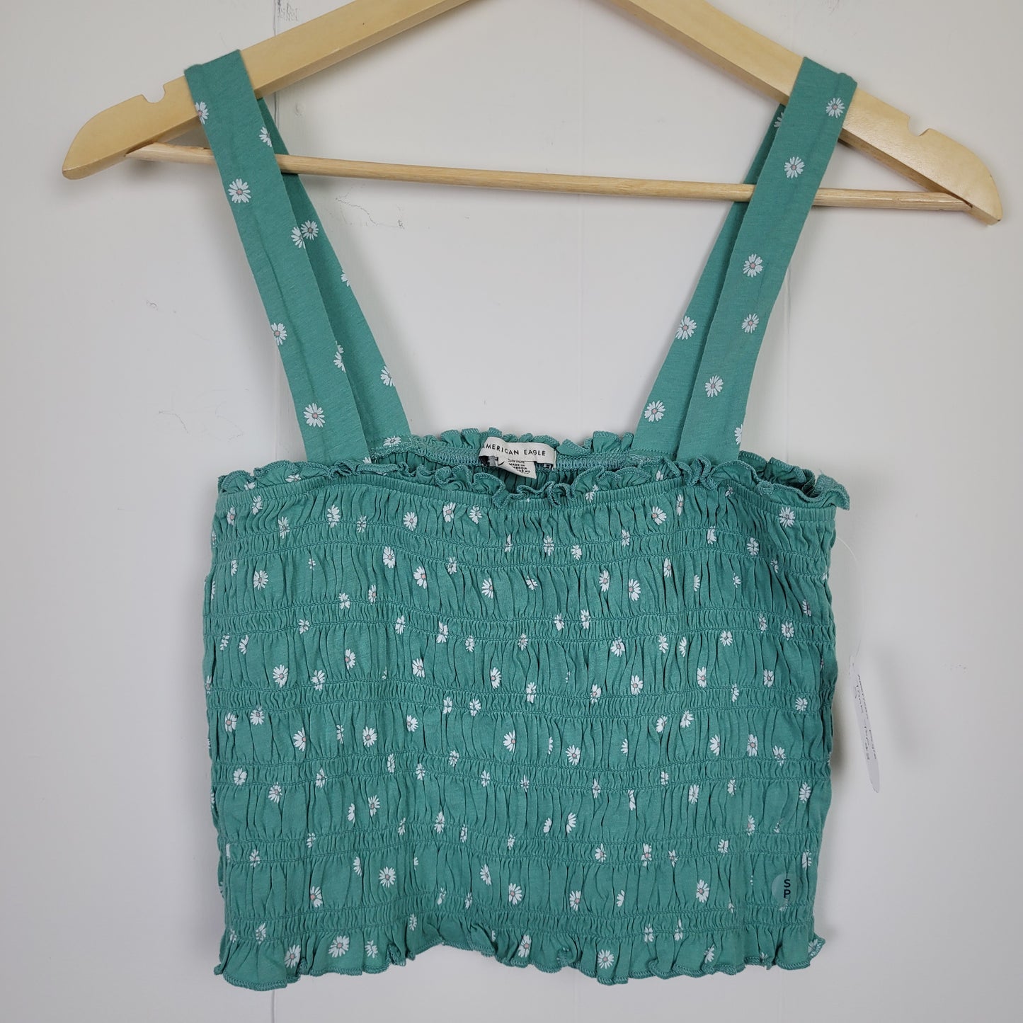 Green Floral Crop Top - American Eagle (S)