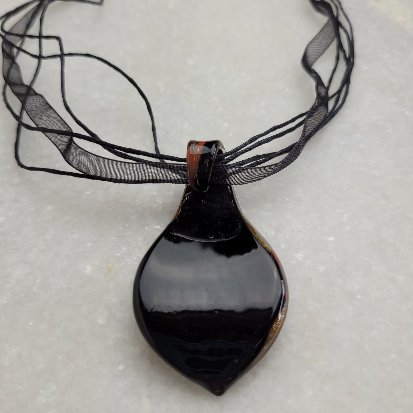 Murano Style Art Glass Pendant Necklace