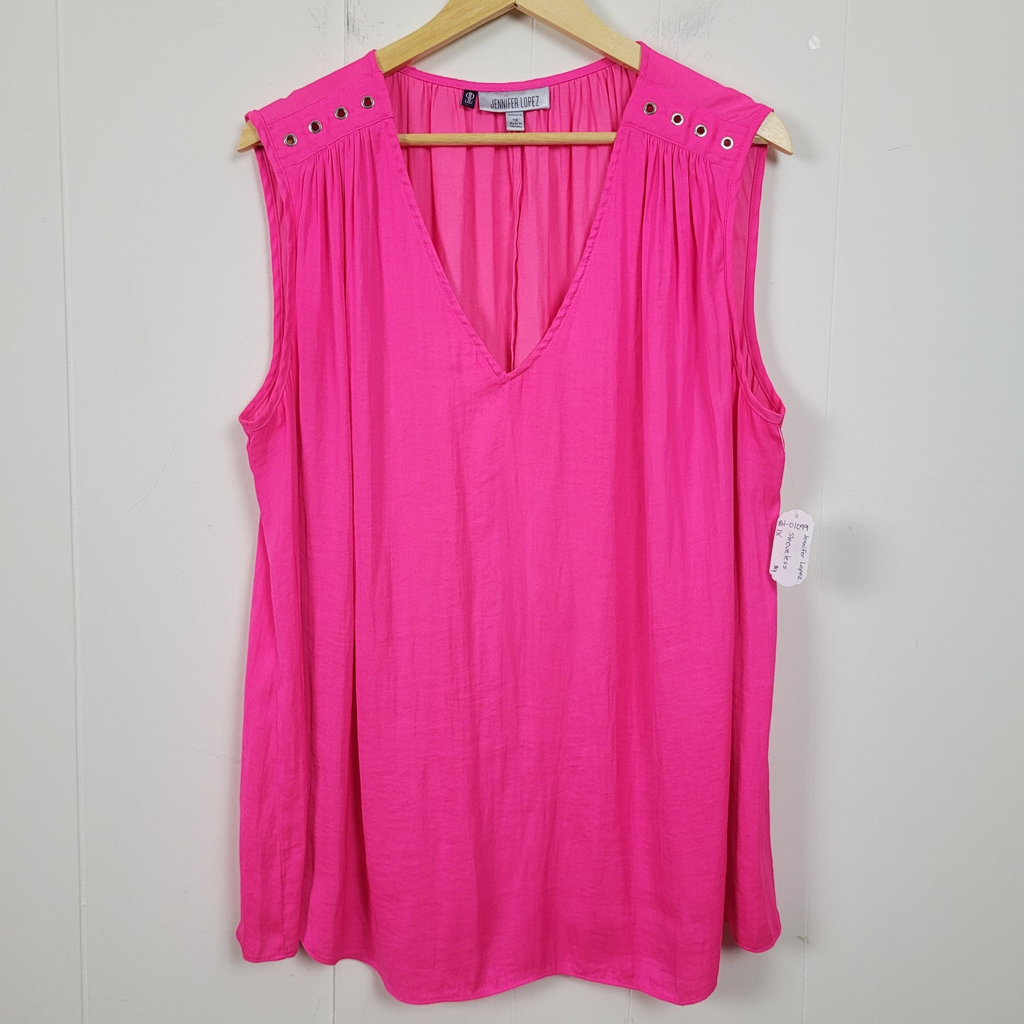 Hot Pink Sleeveless Eyelet Blouse - Jennifer Lopez (1X)