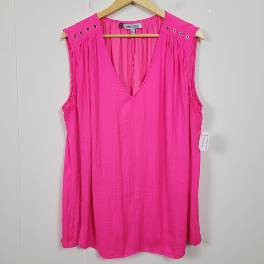 Hot Pink Sleeveless Eyelet Blouse - Jennifer Lopez (1X)