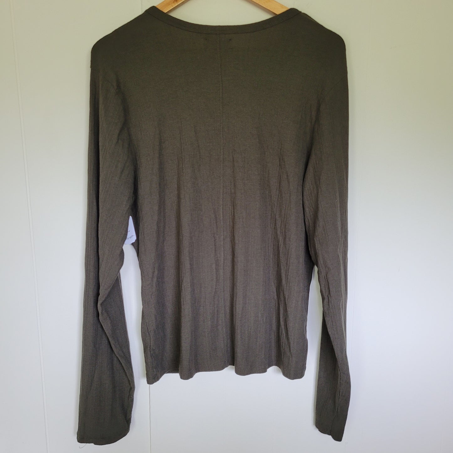 Olive Green Ribbed Long Sleeve Top - Gap (XXL Tall)