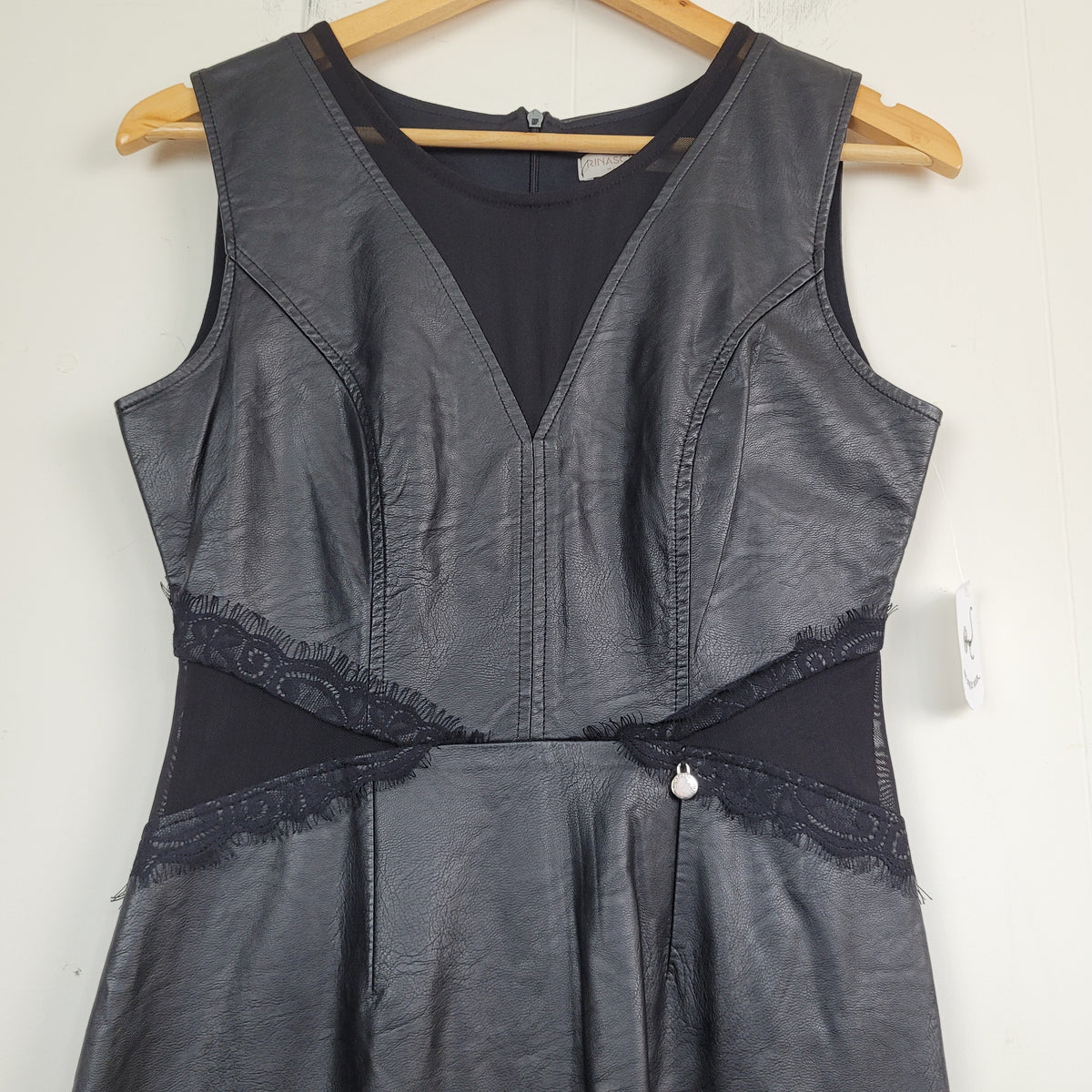Black Faux Leather Cutout Midi Dress - Rinascimento (Size S)