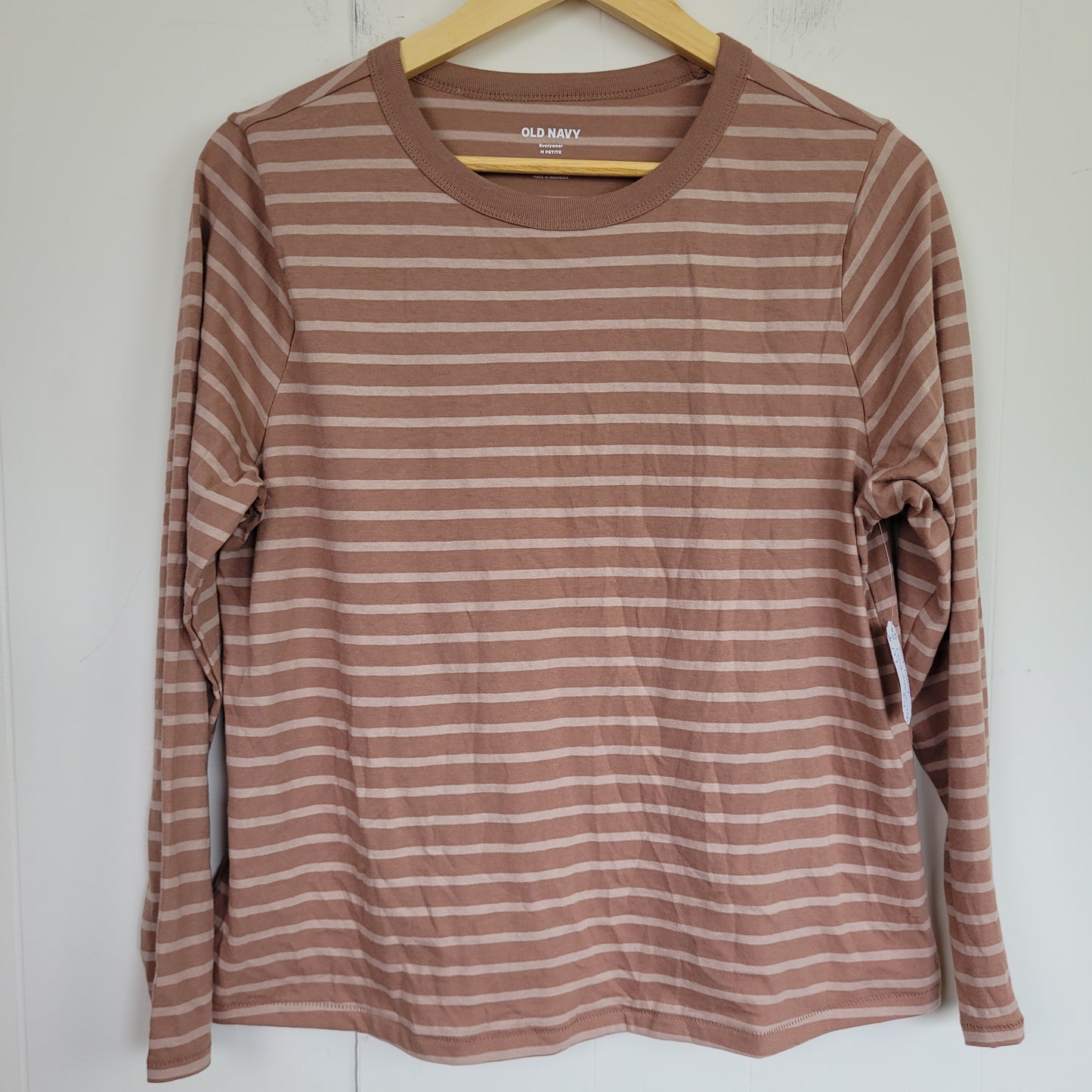 Mocha & Cream Striped Long Sleeve Tee - Old Navy (Petite Medium)