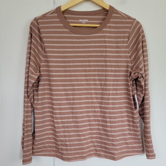 Mocha & Cream Striped Long Sleeve Tee - Old Navy (Petite Medium)