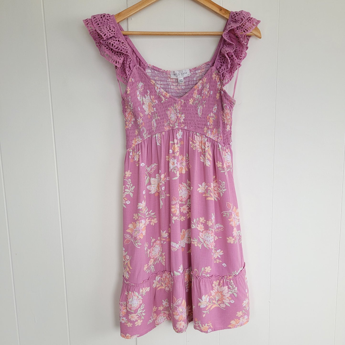 Pink Floral Smocked Dress - Wild Skye (Medium)
