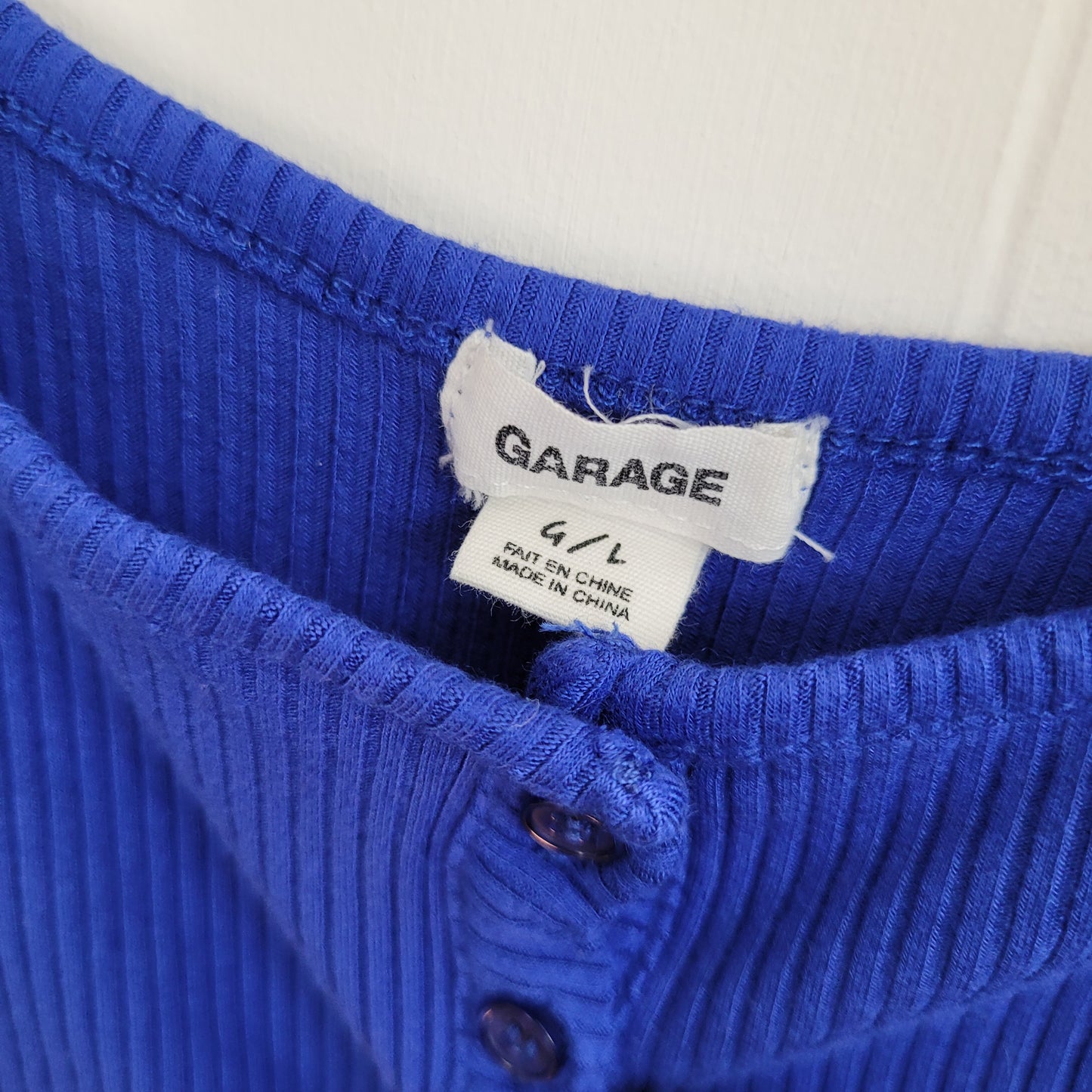 Blue Ribbed Henley Bodysuit - Garage (Large)