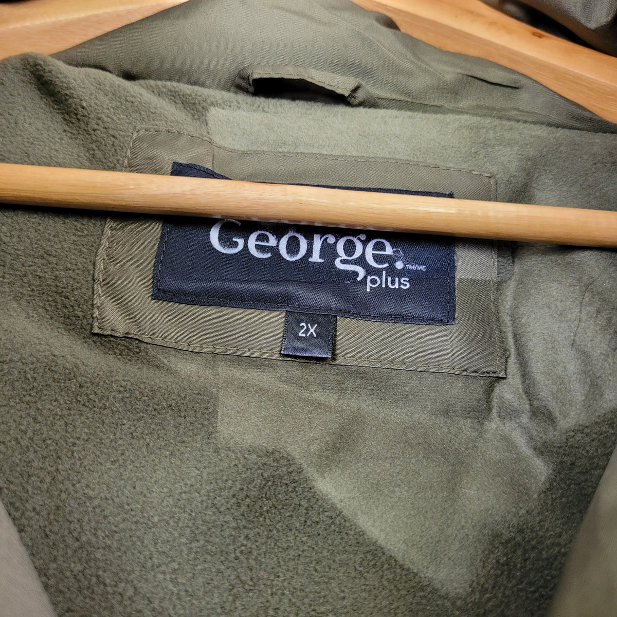 Olive Green Hooded Puffer Winter Coat - George Plus (Size 2X)