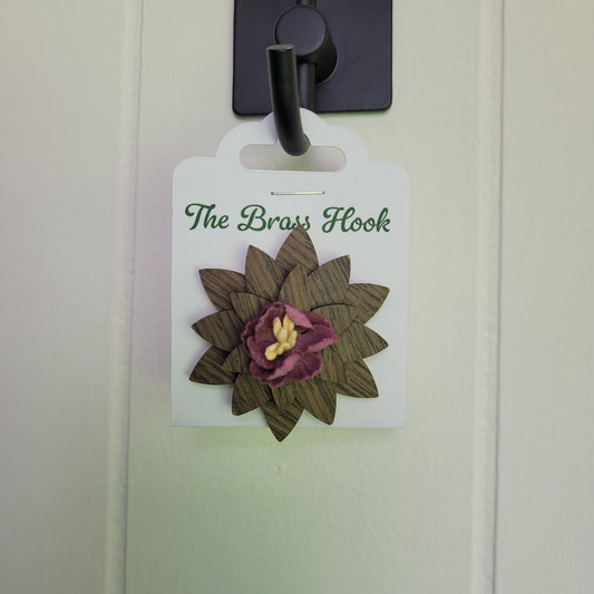 Wooden Floral Brooch Pin