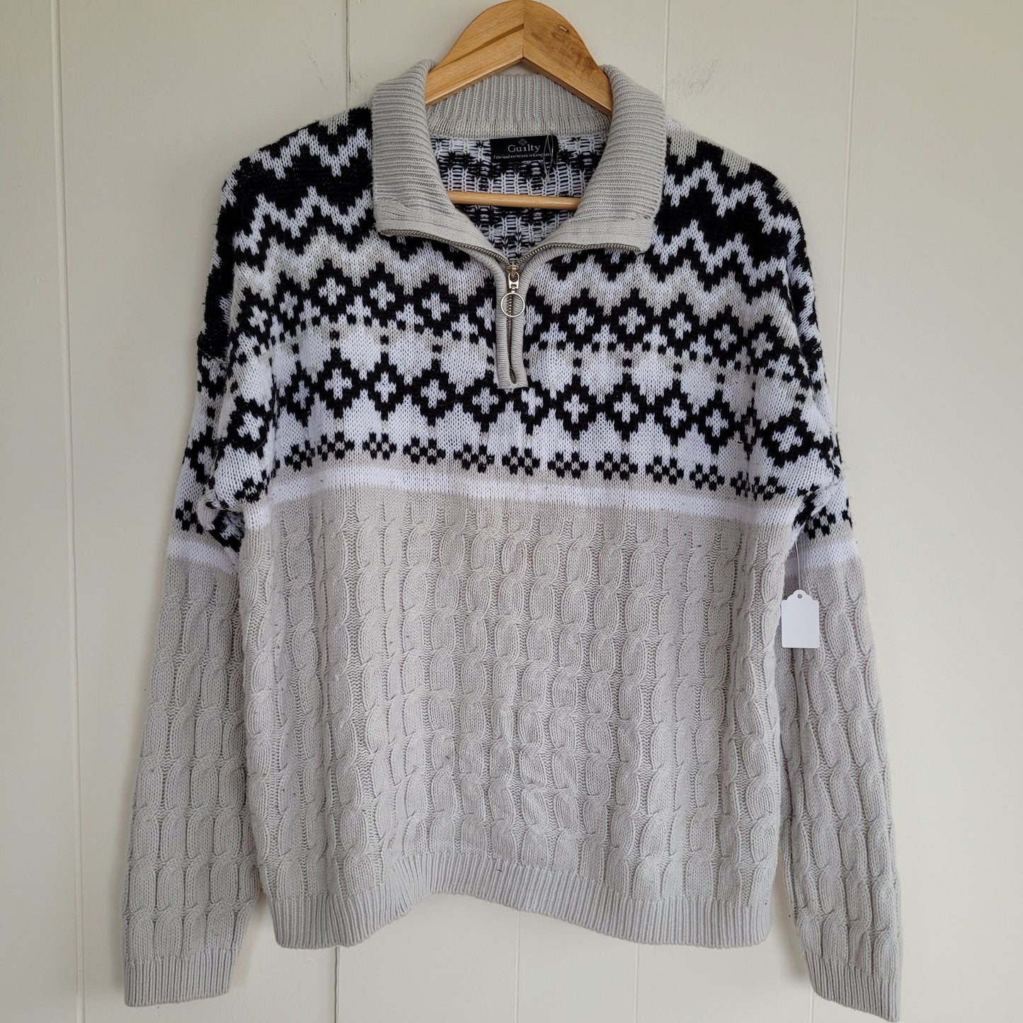 Grey Half Zip Knit Sweater - Guilty (Size L)