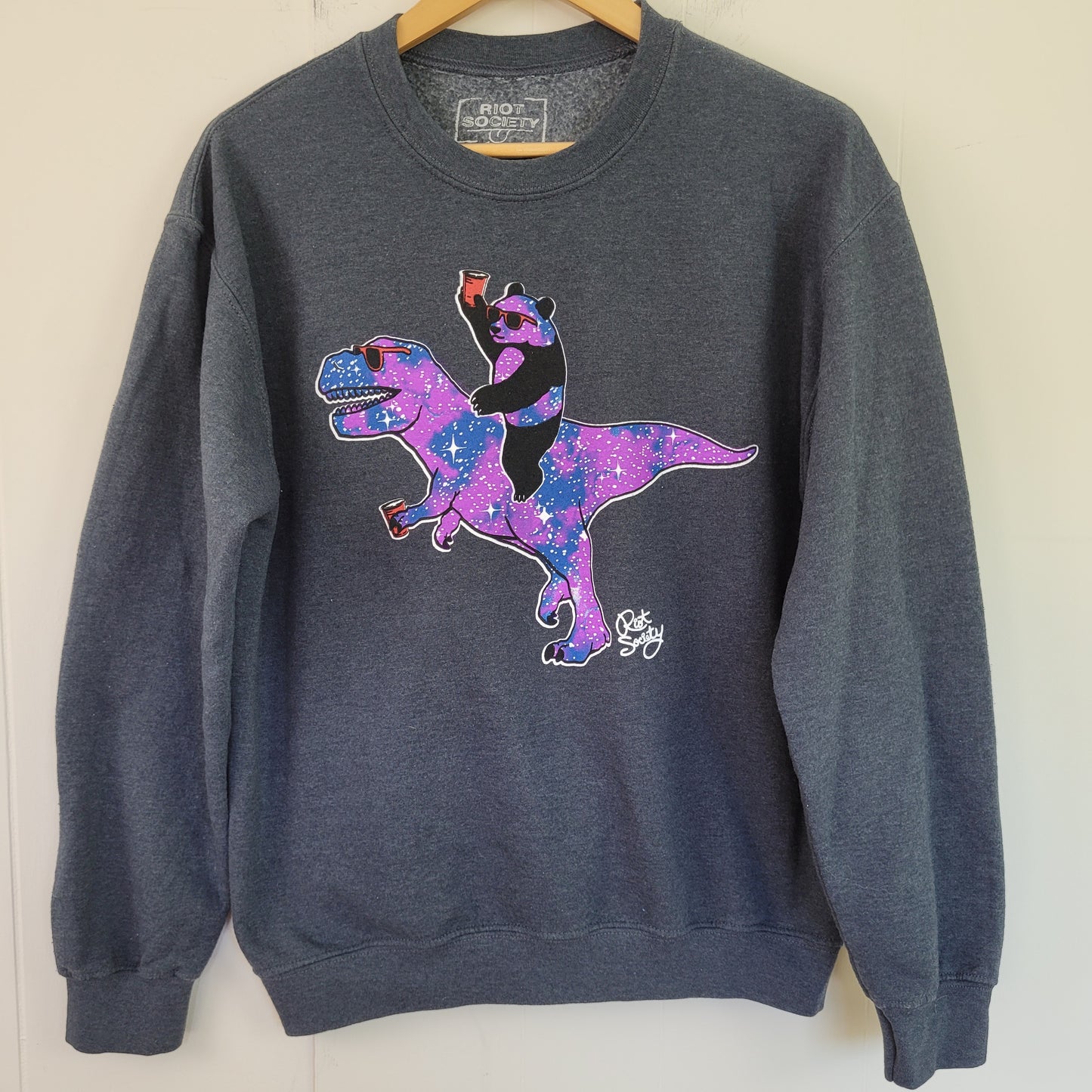 Galaxy Dinosaur Graphic Sweatshirt - Riot Society (Medium)