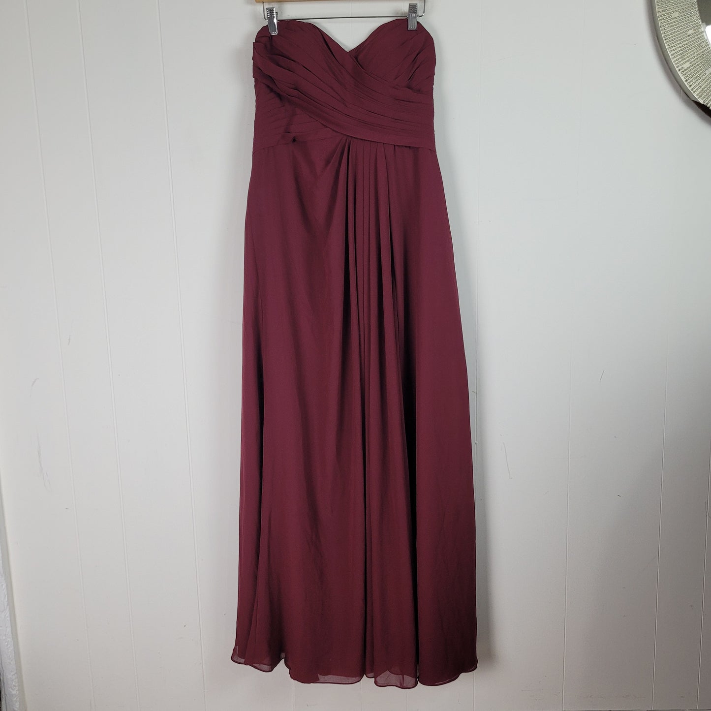 Burgundy Strapless Special Occasion Dress - Azazie (Size A12)