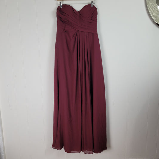 Burgundy Strapless Special Occasion Dress - Azazie (Size A12)