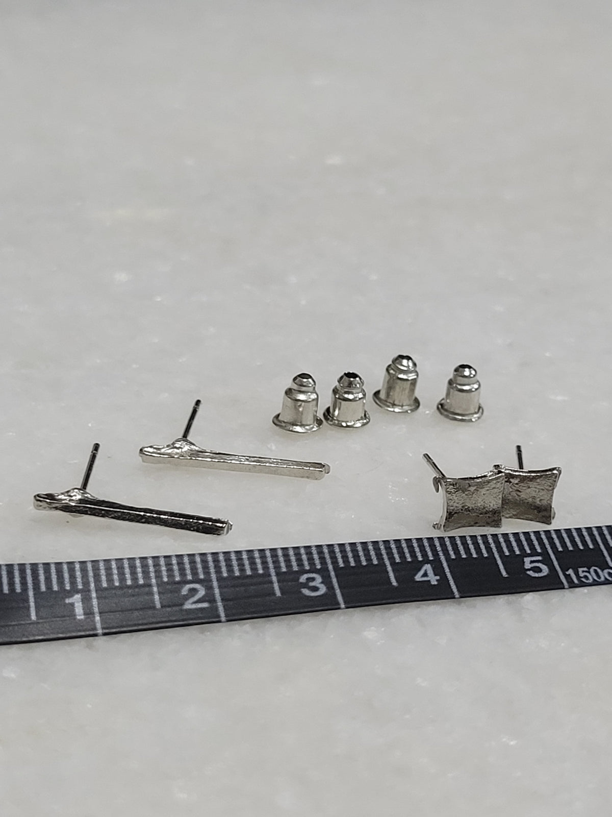 2-Pair Silver Tone Geometric Stud Earrings