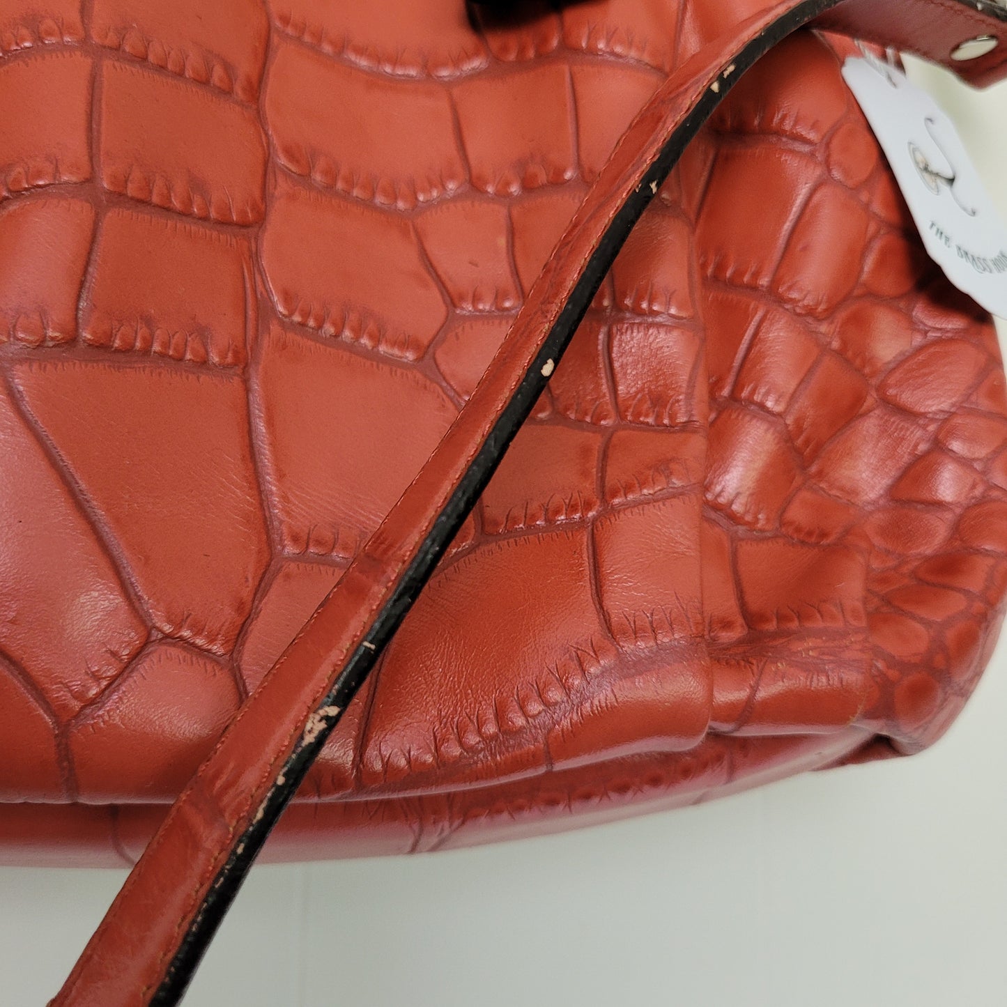 Coral Orange Madison Embossed Leather Satchel - Coach