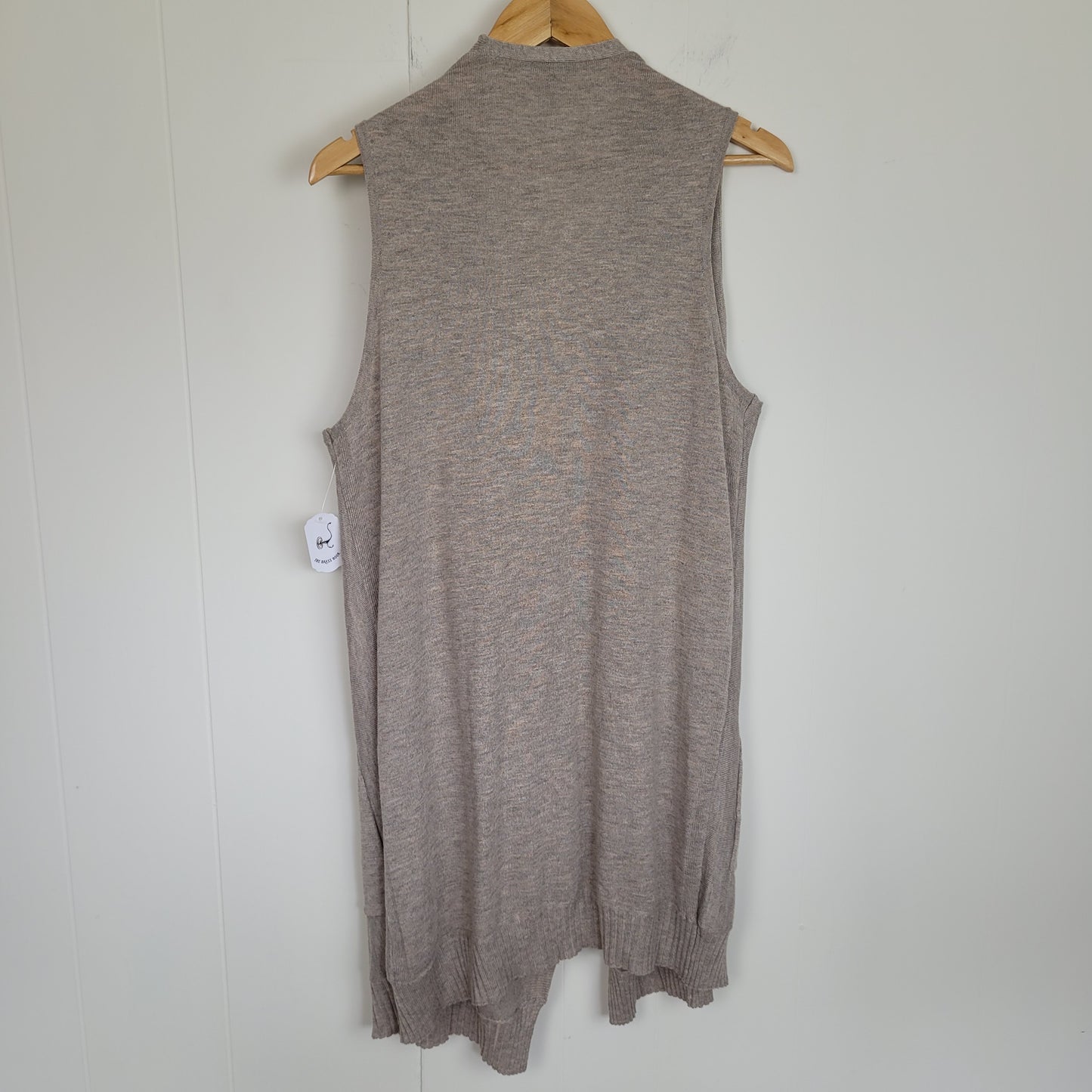 Oatmeal Sleeveless Knit Cardigan Vest - Dynamite (Medium/Large)