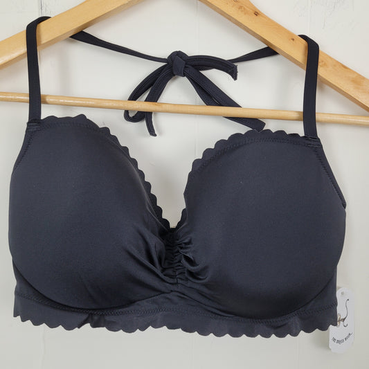 Black Scalloped Halter Bikini Top - Victoria's Secret (32DDD)