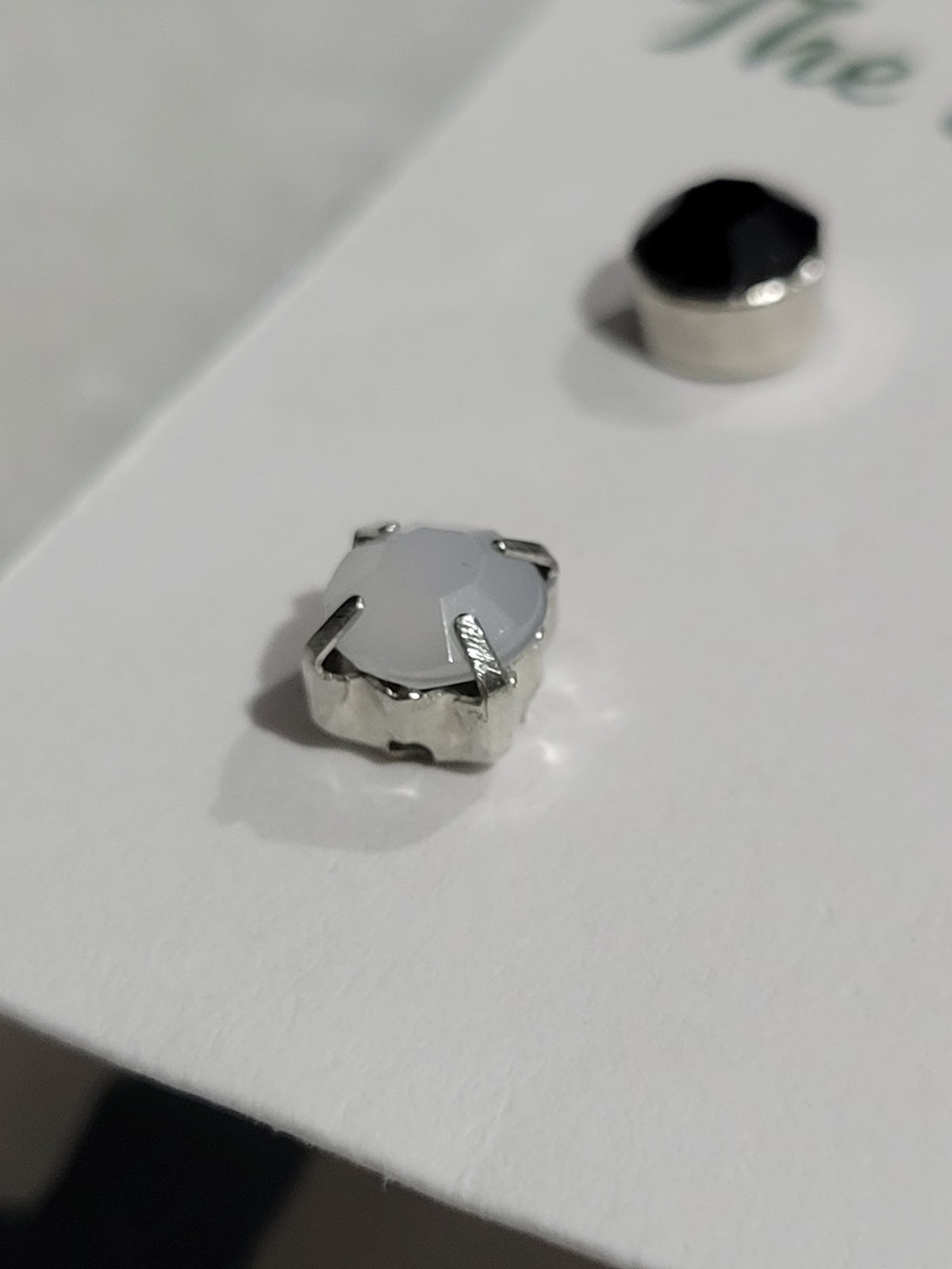 2-Pair Black & Grey Faceted Stud Earrings