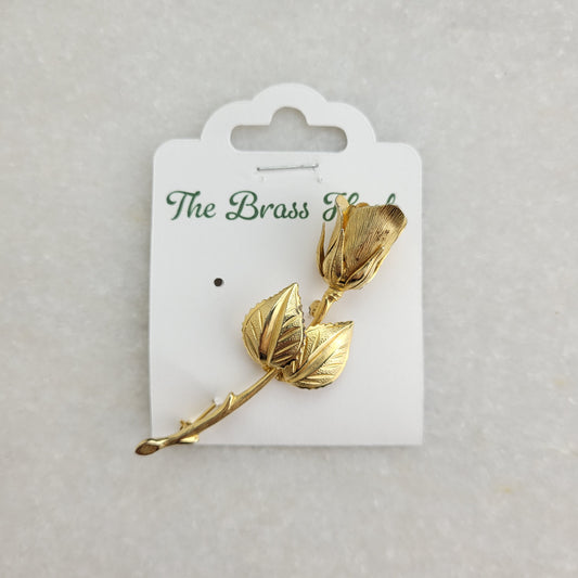 Vintage Gold Tone Rose Brooch