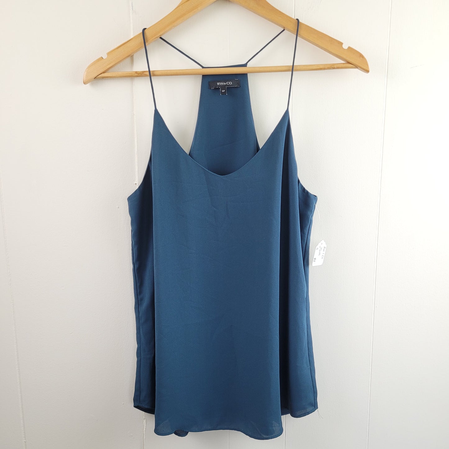 Teal Blue Open Back Sleeveless Blouse - RW&CO. (Small)