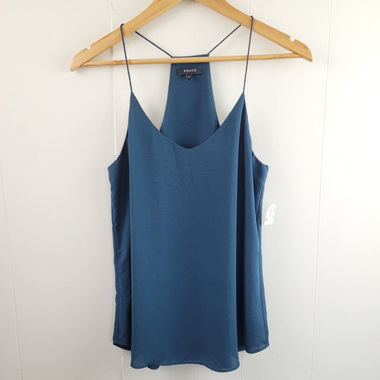 Teal Blue Open Back Sleeveless Blouse - RW&CO. (Small)