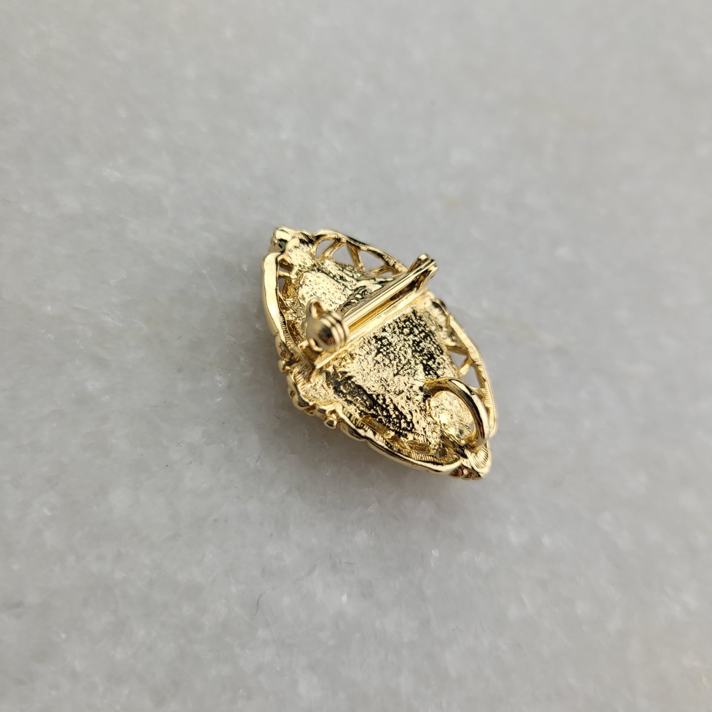 Vintage Gold-Tone Pink Rose Convertible Brooch Pendant