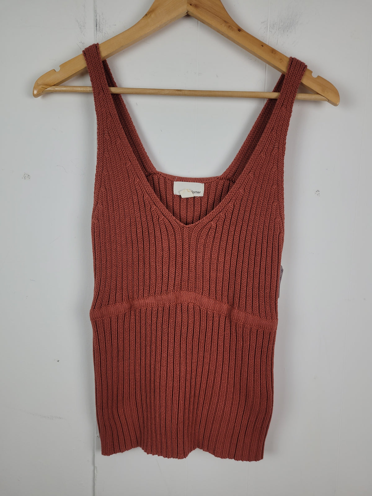 The Korner M/L Rust Ribbed Knit Tank Top