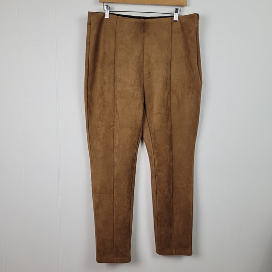 Camel Faux Suede Slim Pants - Gibson & Latimer (XL)