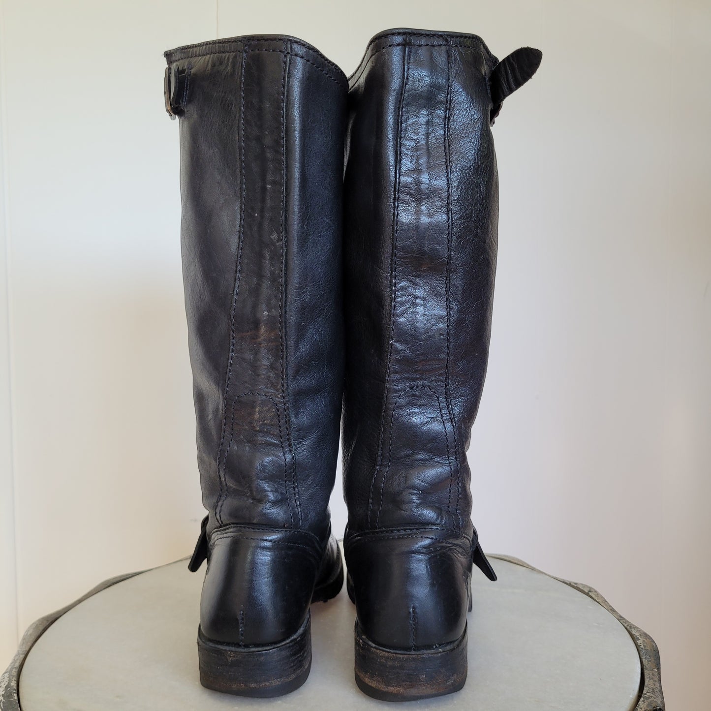 Black Leather Engineer Boots - Frye (Women's 6.5B)