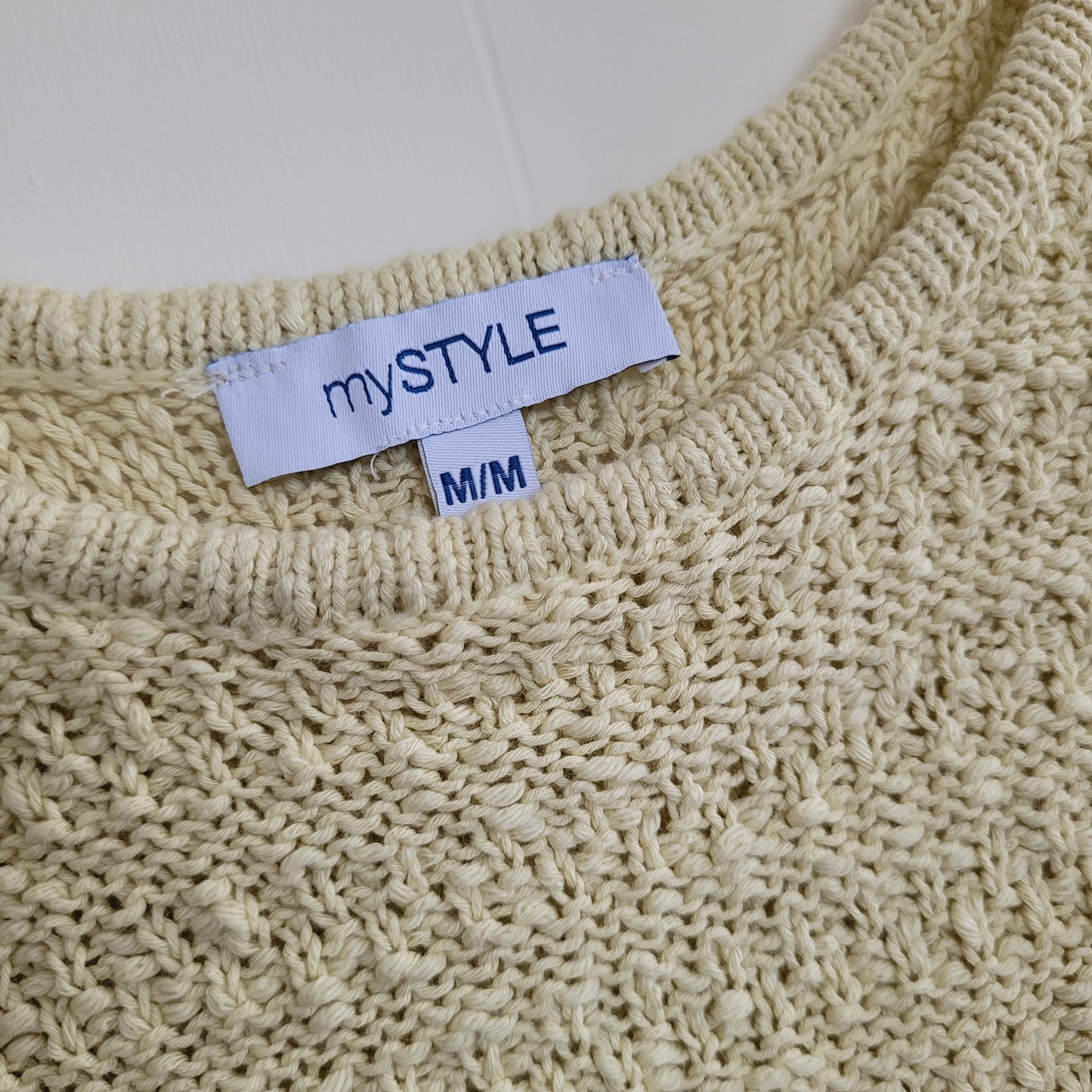 Cream Knit Tank - Lightweight Textured Top -mySTYLE (Size M)