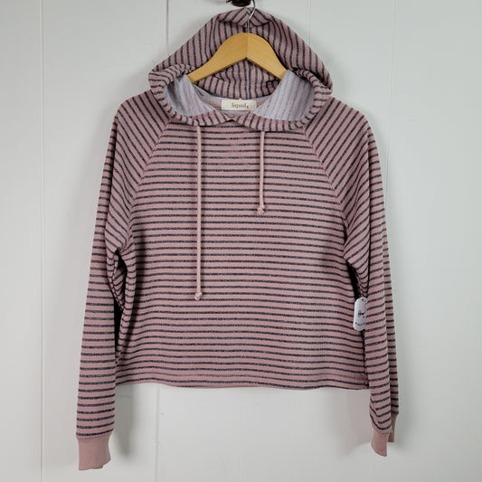 Pink & Grey Striped Hooded Pullover - Liquid X (S)