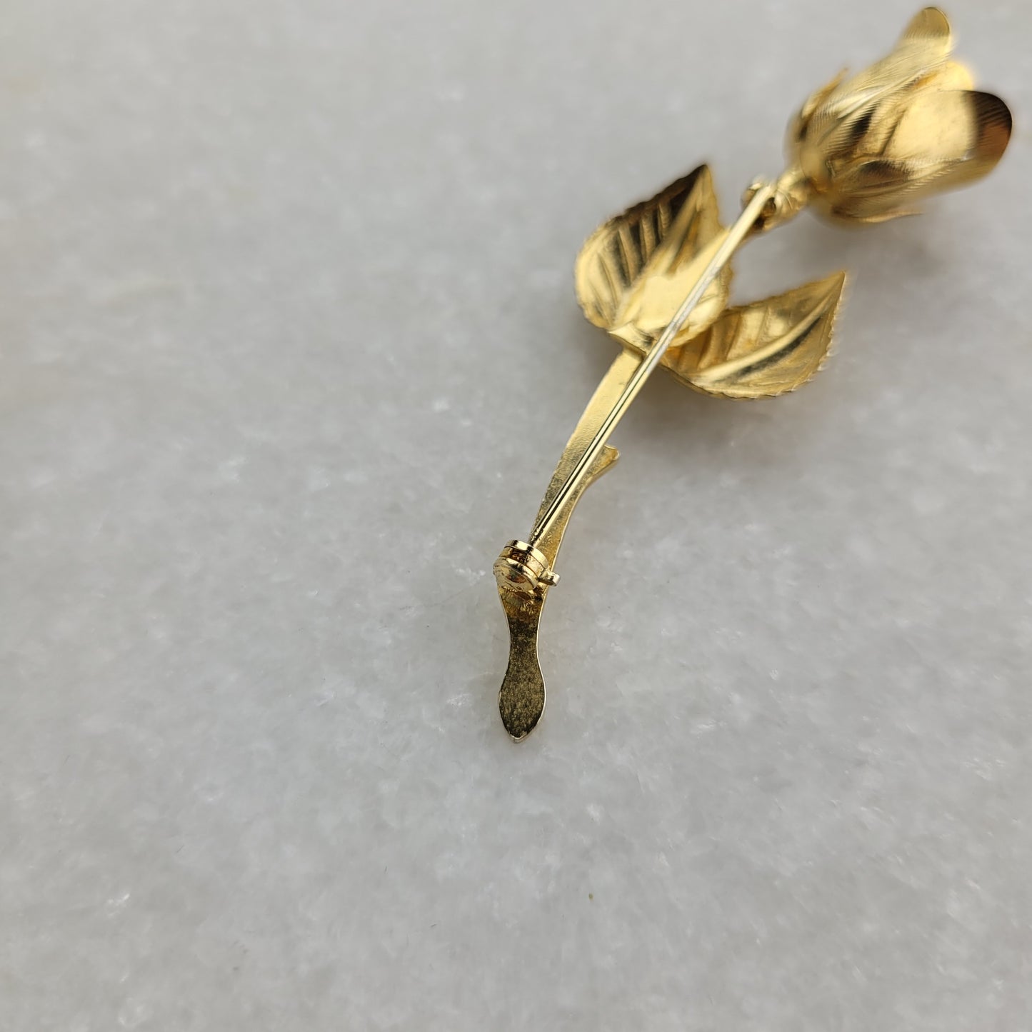 Vintage Gold Tone Rose Brooch
