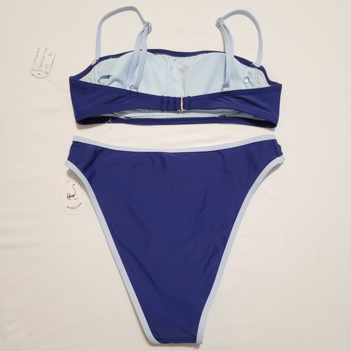 Navy & Light Blue Contrast Trim Bikini Set - Unbranded (M)