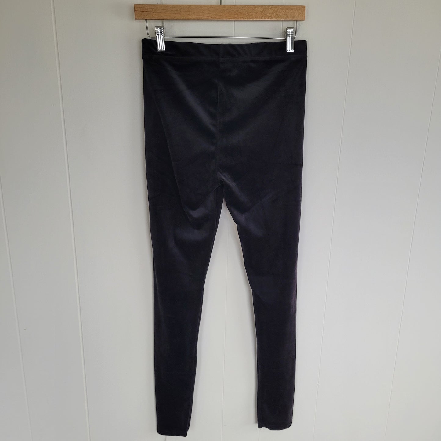 Black Velour Leggings - Soft Stretch Lounge Style - Conceited (L)