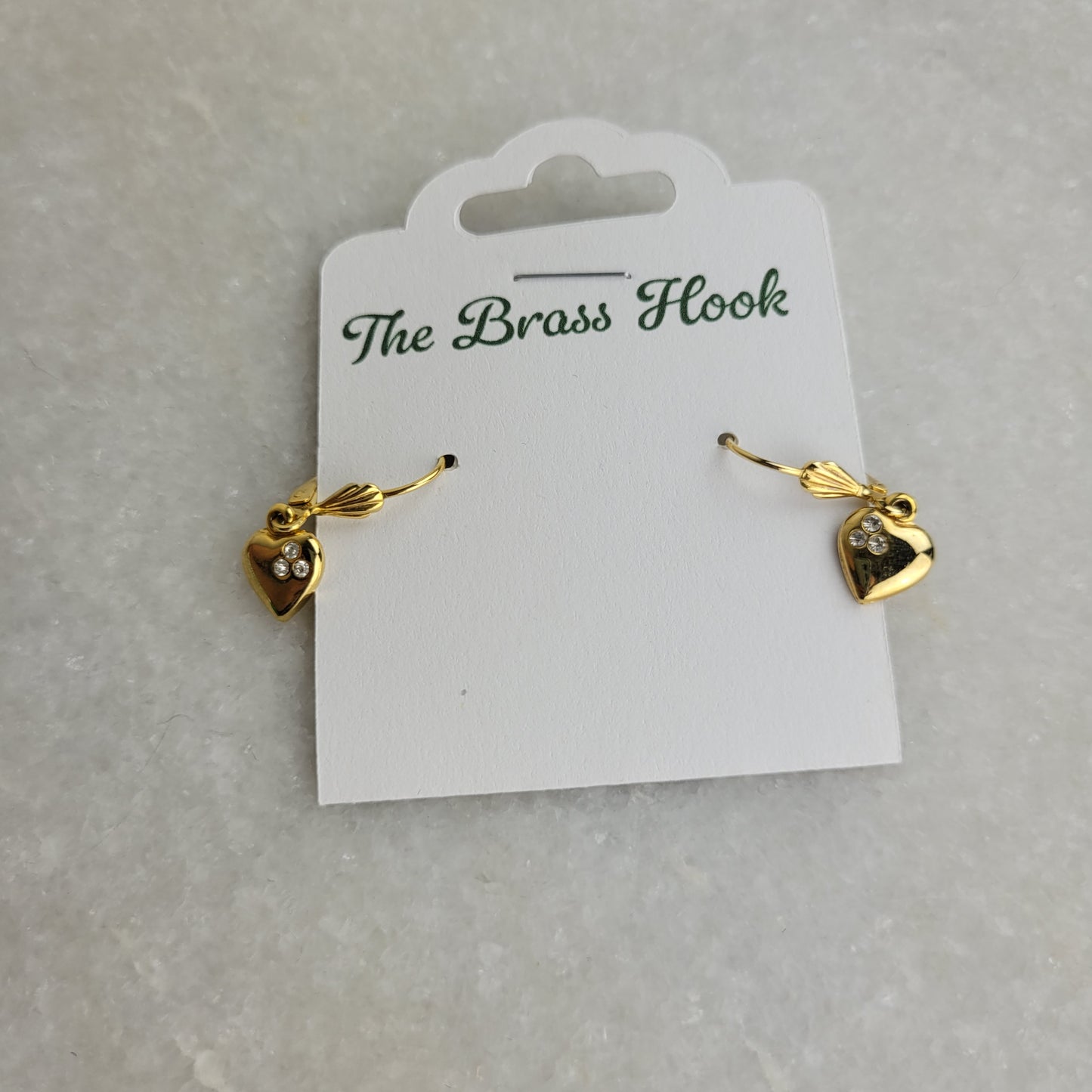 Gold-Tone Crystal Heart Dangle Earrings
