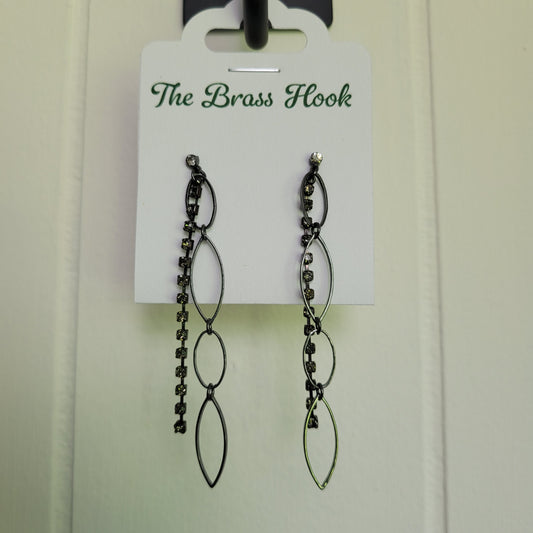 Black Crystal Linear Drop Earrings